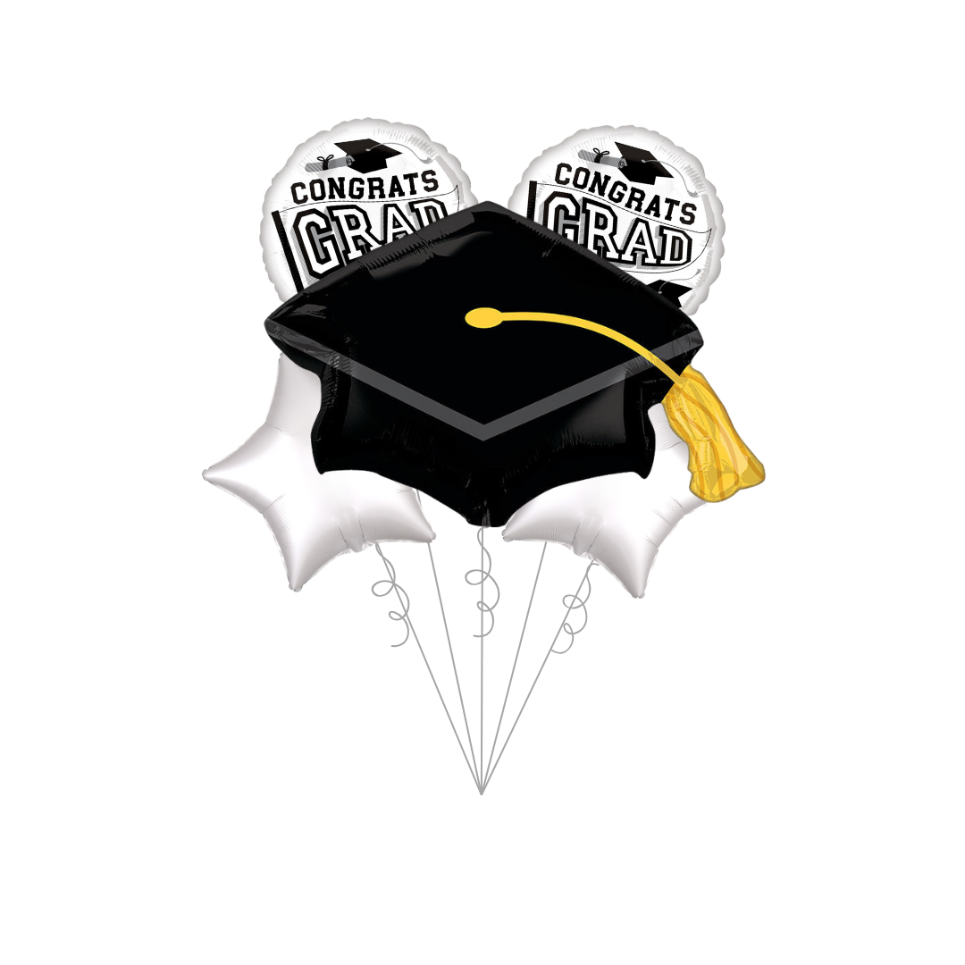 White "Congrats Grad" Basic  Balloon Bundle
