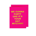 Pink Bat Mitzvah greeting card with gold letters Jewish celebration from Parte Haus party supply store in Bethesda MD