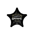 Black star foil balloon with Happy Birthday aged to perfection text birthday theme from Parte Haus party supply store in Bethesda Maryland