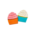Pink and blue cupcake die cut napkins with sprinkles birthday theme from Parte Haus party supply store in Bethesda MD