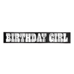 Black and iridescent western birthday sash with bold silver letters birthday theme from Parte Haus party supply store in Bethesda MD
