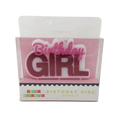Pink birthday girl candle with bold lettering for birthday theme from Parte Haus party supply store in Bethesda MD
