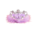 Pink and silver birthday girl tiara with fluffy trim for birthday party from Parte Haus party supply store in Bethesda MD