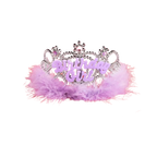 Pink and silver birthday girl tiara with fluffy trim for birthday party from Parte Haus party supply store in Bethesda MD