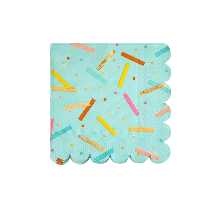 Teal Birthday Sprinkles Cocktail Napkins