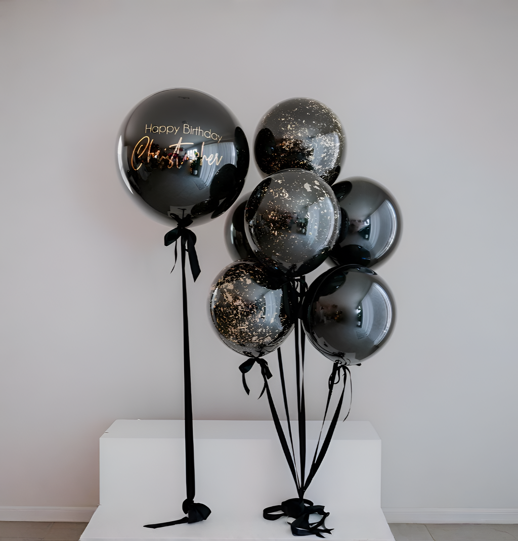 Black & Gold Elegance Personalized Balloons