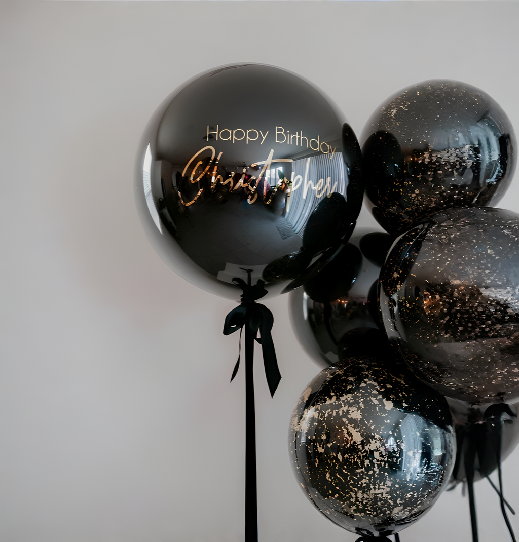 Black & Gold Elegance Personalized Balloons
