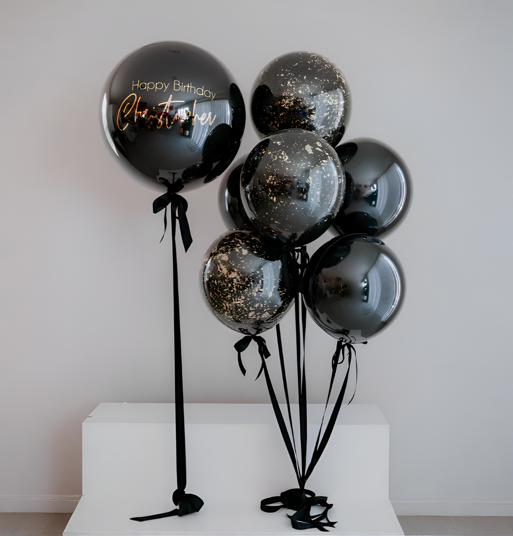 Black & Gold Elegance Personalized Balloons