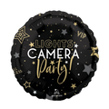 Black foil balloon with gold and white stars for awards night from Parte Haus party supply store in Bethesda Maryland