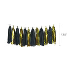 Black gold tassel garland with shiny fringe for birthday from Parte Haus party supply store in Bethesda Maryland