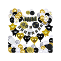 Black gold birthday decoration kit with balloons and happy birthday banner birthday theme from Parte Haus party supply store in Bethesda Maryland