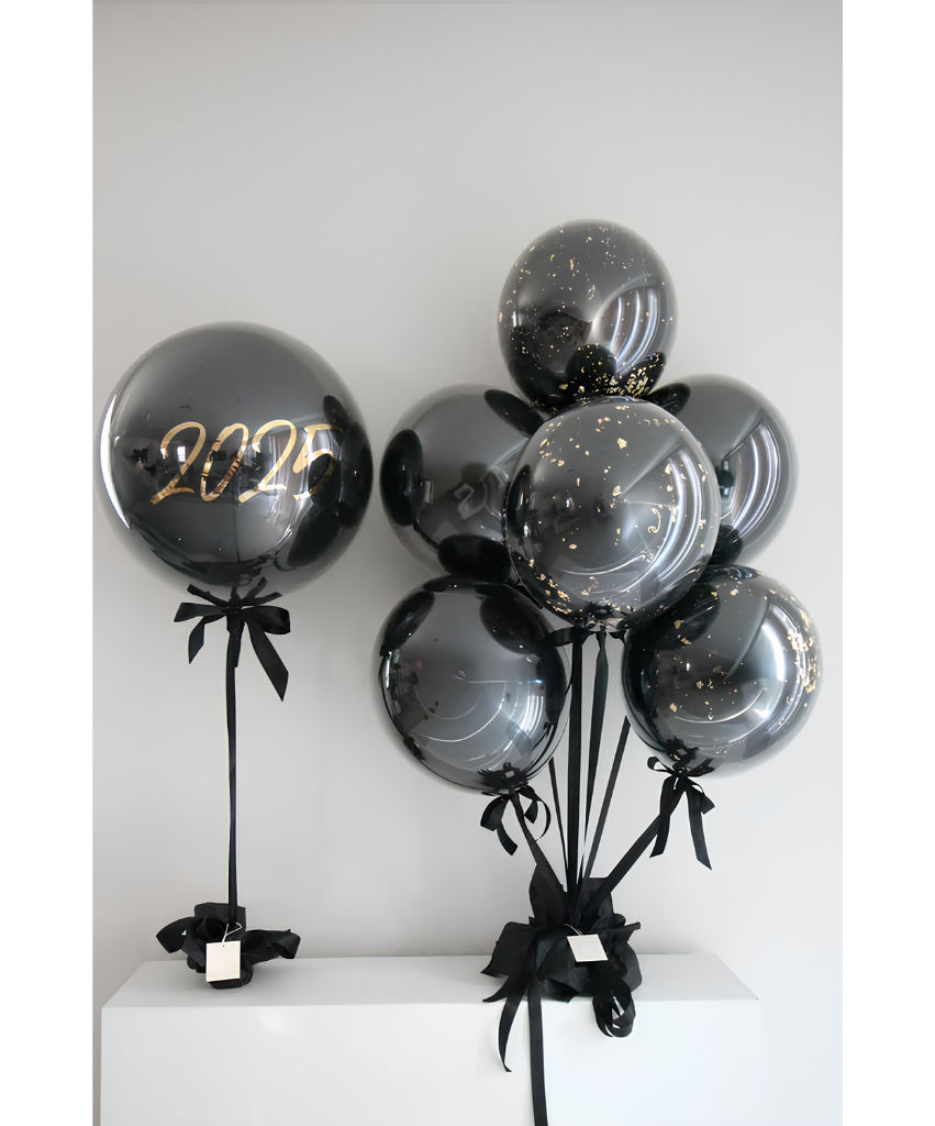 Black & Gold Elegance Personalized Balloons