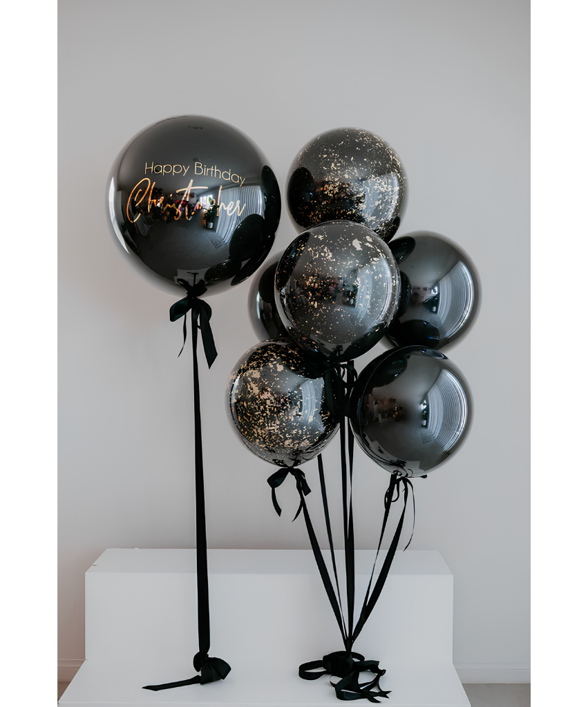 Black & Gold Elegance Personalized Balloons