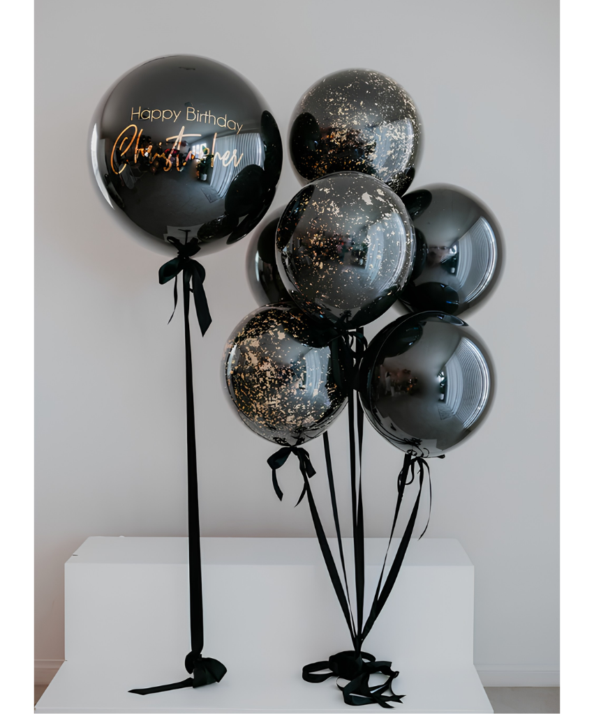 Black & Gold Elegance Personalized Balloons