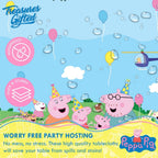 Blue Peppa Pig table cover with cartoon pig family birthday design for kids parties from Parte Haus party supply store in Bethesda Maryland