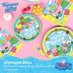 Blue Peppa Pig table cover with Peppa Pig and friends birthday theme from Parte Haus party supply store in Bethesda MD