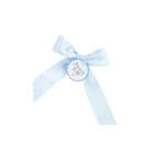 Blue sash ribbon with mummy to be text and bow for baby shower from Parte Haus party supply store in Bethesda Maryland