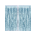 Matte blue foil curtain with shimmering fringe for birthday or celebration from Parte Haus party supply store in Bethesda Maryland