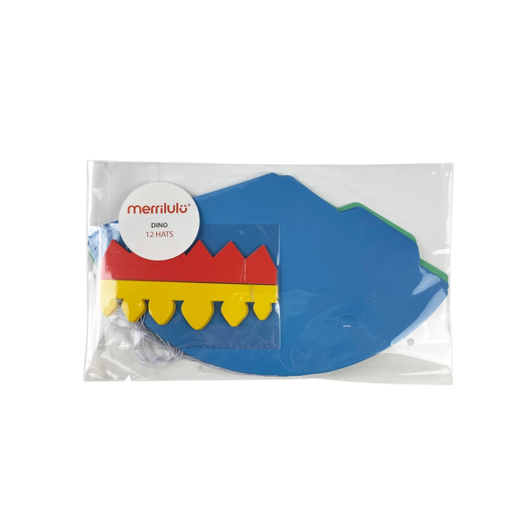 Blue and green dinosaur hats with colorful spikes for kids birthday from Parte Haus party supply store in Bethesda MD
