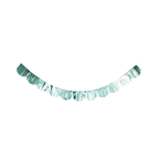 Blue and green fringe banner with shiny finish birthday decoration from Parte Haus party supply store in Bethesda MD