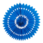 Blue paper fan round hanging decoration for birthday from Parte Haus party supply store in Bethesda MD