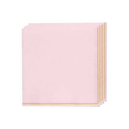 Blush with Gold Stripe Lunch Napkins | 20 Napkins (Lunch)