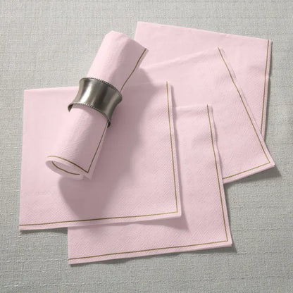 Blush with Gold Stripe Lunch Napkins | 20 Napkins (Lunch)