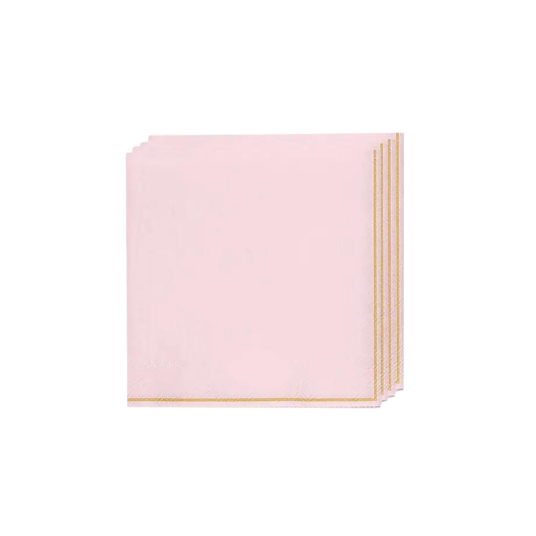 Blush with gold stripe paper cocktail napkins elegant for celebrations from Parte Haus party supply store in Bethesda MD