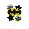 Black and yellow Batman foil balloon bouquet for superhero birthday theme from Parte Haus party supply store in Bethesda Maryland.