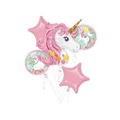 Pink unicorn foil balloon bouquet for birthday from Parte Haus party supply store in Bethesda Maryland