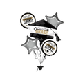 Black gold and silver graduation balloon bouquet with star and congrats grad designs from Parte Haus party supply store in Bethesda MD