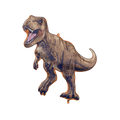 Brown dinosaur foil balloon featuring Jurassic World T rex design for kids birthday from Parte Haus party supply store in Bethesda Maryland