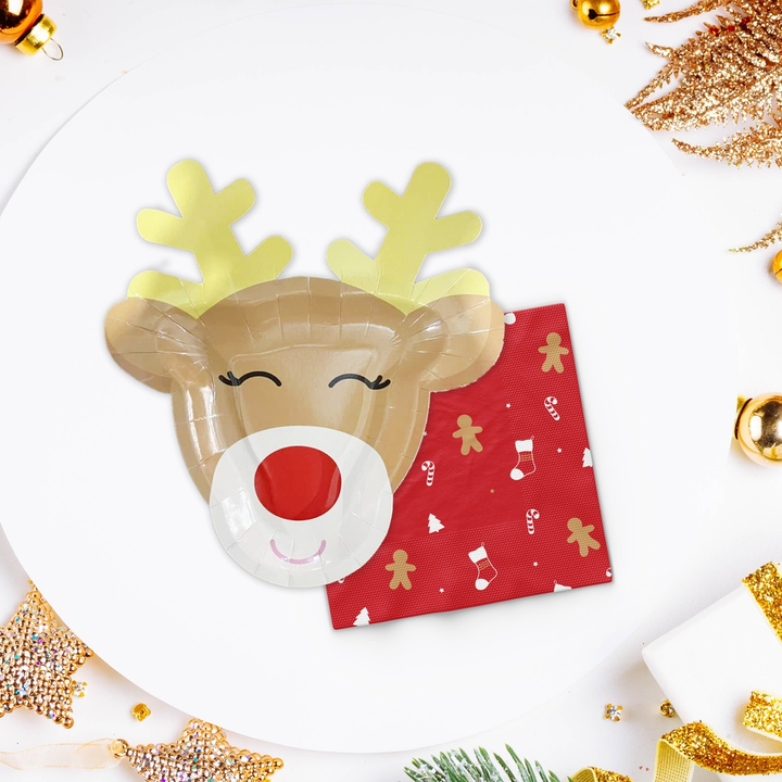 Brown Rudolph the Reindeer Shaped Small Appetizer Dessert Plates
