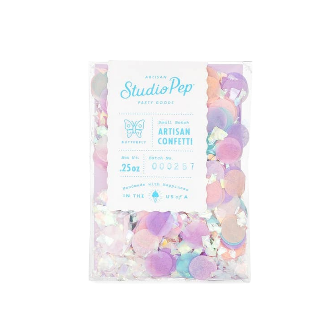 Pastel butterfly confetti mini pack with circles perfect for birthdays from Parte Haus party supply store in Bethesda MD