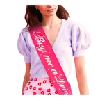 Pink Buy Me a Drink sash with silver stars for bachelorette from Parte Haus party supply store in Bethesda Maryland