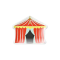 Red carnival tent shaped plate circus theme from Parte Haus party supply store in Bethesda Maryland