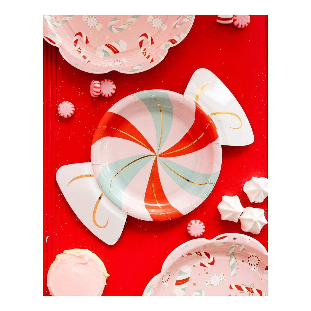 Pink, Red, and Mint Candy Shaped Large Plate