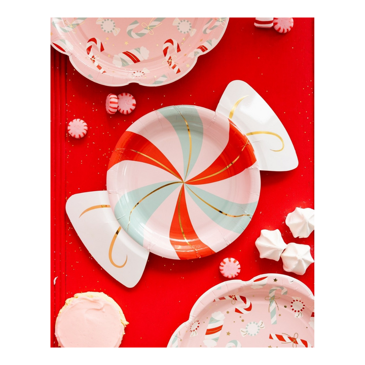 Pink, Red, and Mint Candy Shaped Large Plate