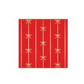 Cherry red napkins with gold bow pattern for holiday or birthday from Parte Haus party supply store in Bethesda MD