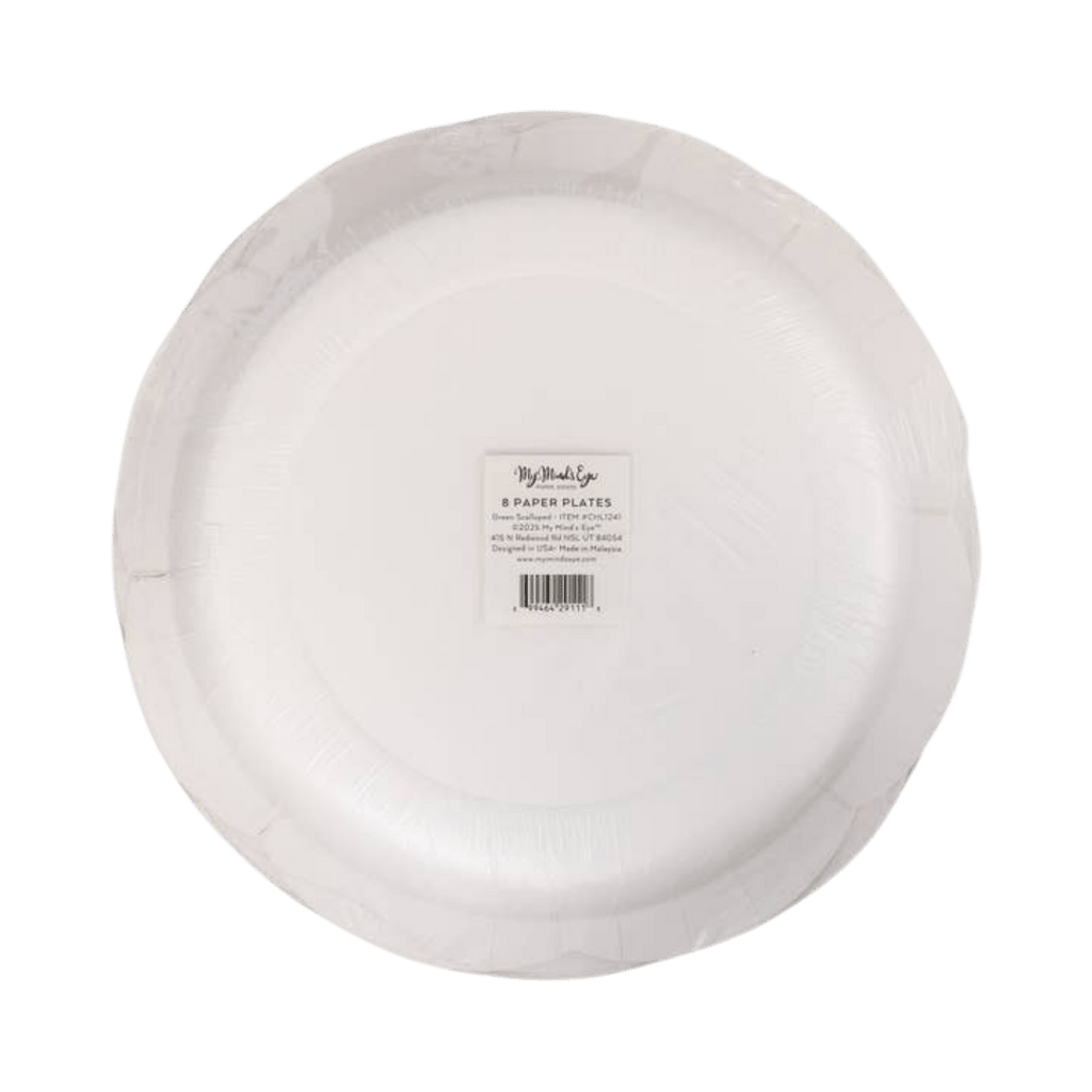 White round paper plates with simple design for birthday from Parte Haus party supply store in Bethesda Maryland