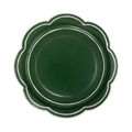 Green scalloped edge plate for celebrations from Parte Haus party supply store in Bethesda MD