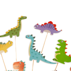 Colorful dinosaur cake toppers cartoon Jurassic birthday from Parte Haus party supply store in Bethesda MD.
