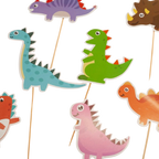 Colorful dinosaur cupcake toppers for kids birthday from Parte Haus party supply store in Bethesda Maryland
