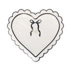 White with Black Trim Bow Heart Large Dinner Plate