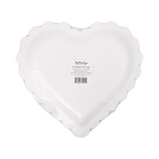 White with Black Trim Bow Heart Large Dinner Plate