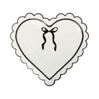 White with Black Trim Bow Heart Large Dinner Plate