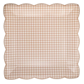 Light Brown Gingham Dinner Plates