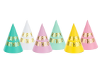 Happy Birthday Assorted Pastel Party Hats - 6 pk
