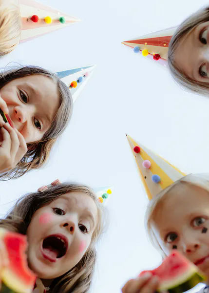 Assorted Colors Stripe and Pompom Party Hats