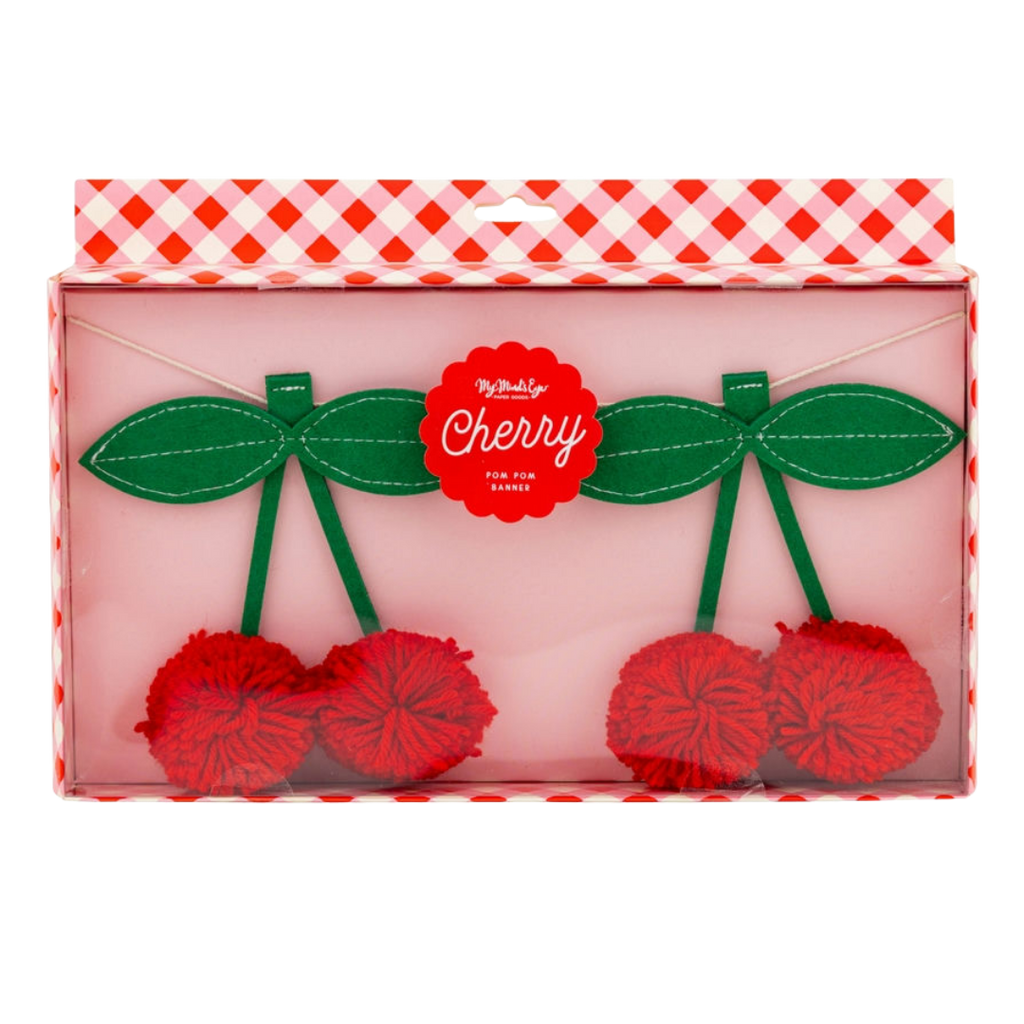 Red Felt Cherries and Pom-pom Banner